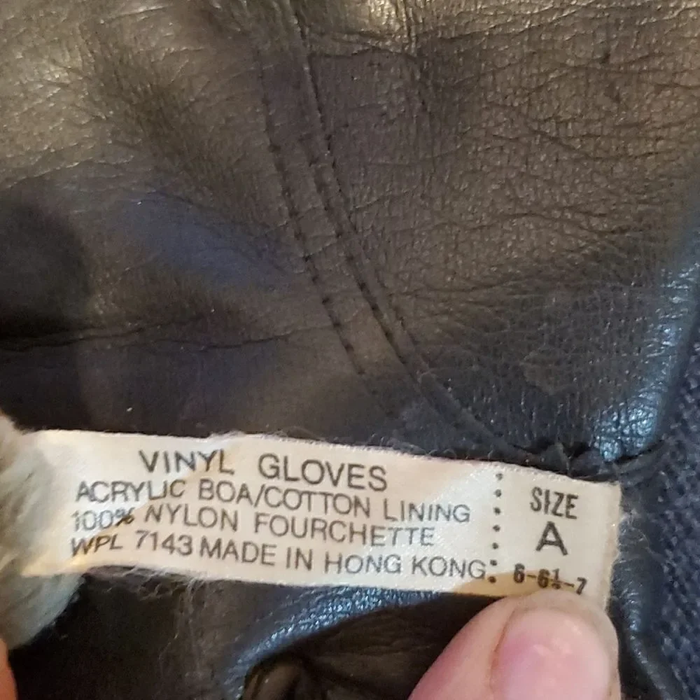 Vintage faux leather vinyl driving gloves 100% vegan‎